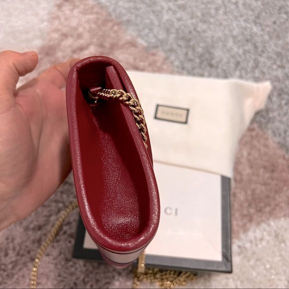 Gucci Rajah Mini Leather Shoulder Bag In Red -Authentic - Picture 7 of 11
